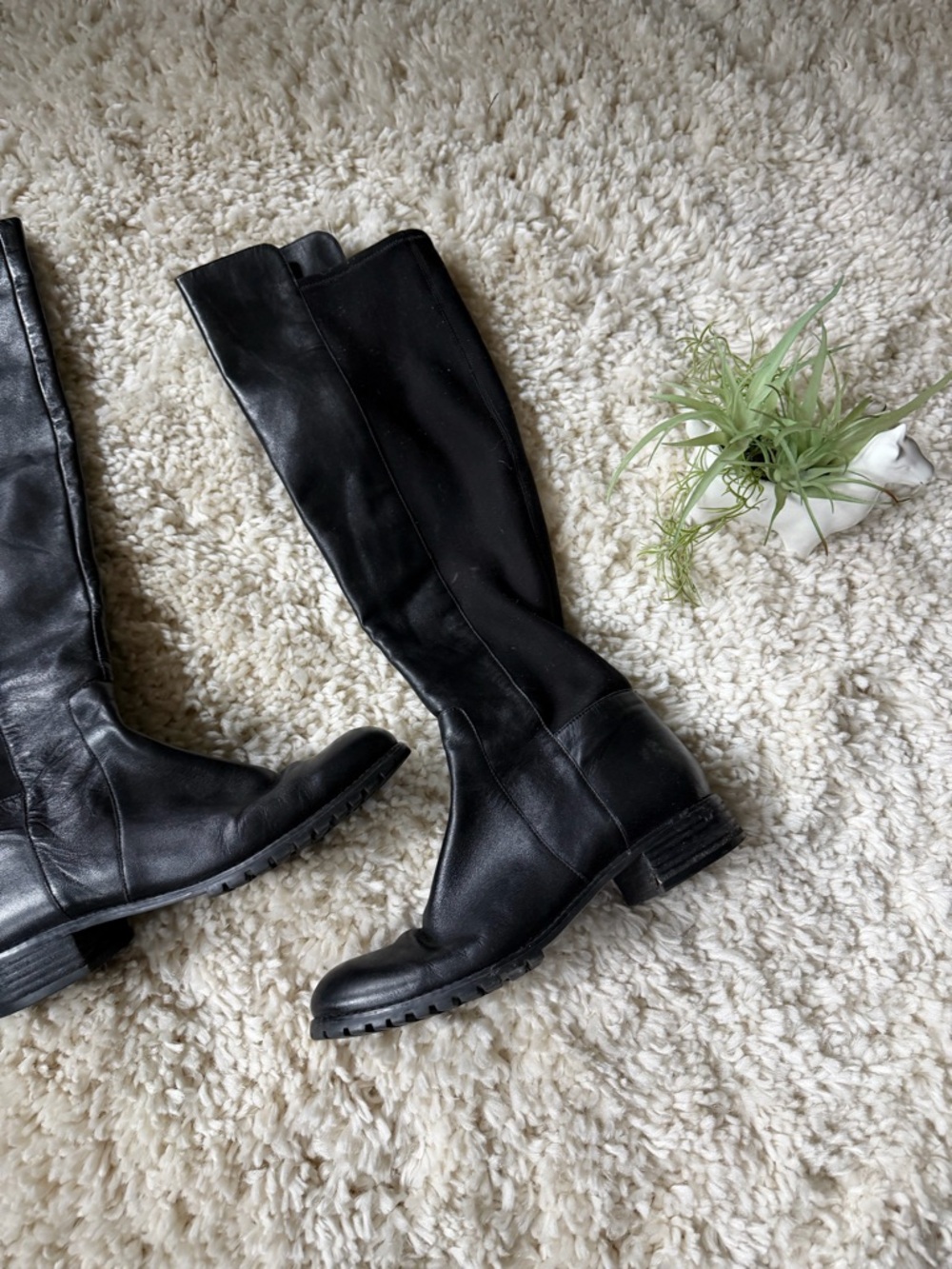 Michael Kors Black Leather cute design Over-the-Knee Riding Boots with Lug Sole - Picture 2 of 13